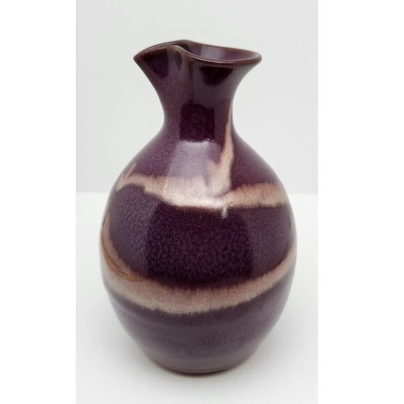 Vintage Handmade Contemporary Terracotta Vase, Purple, Salmon, and Beige, 1985 - Picture 4 of 6